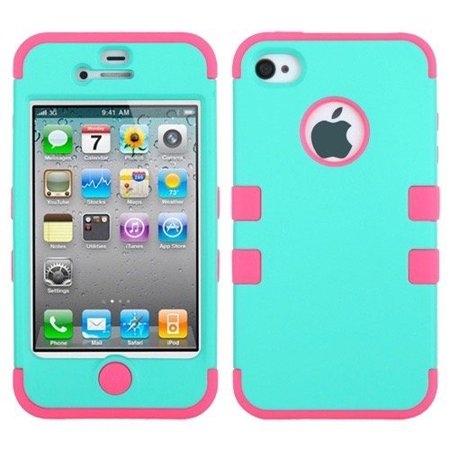 Double Layer Shockproof Hybrid Case for iPhone 4 & 4s in turquoise