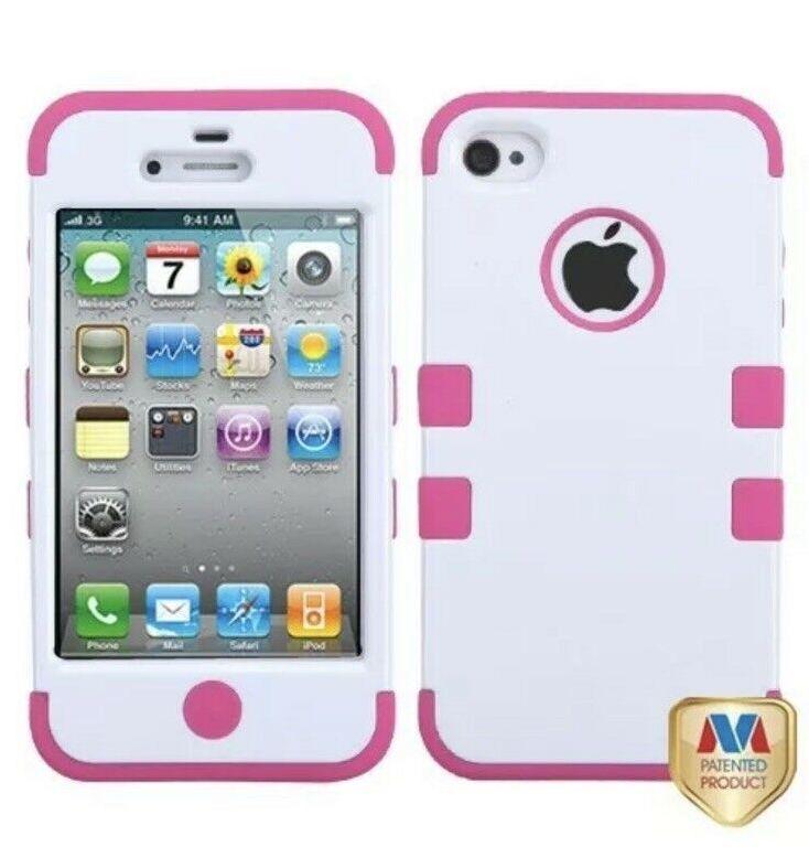Double Layer Shockproof Hybrid Case for iPhone 4 & 4s in white