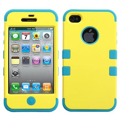 Double Layer Shockproof Hybrid Case for iPhone 4 & 4s in yellow