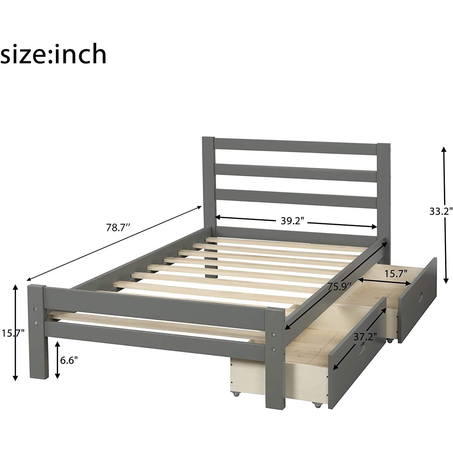 Double Platform Bed with Two Storage Drawers Furniture & Decor - DailySale