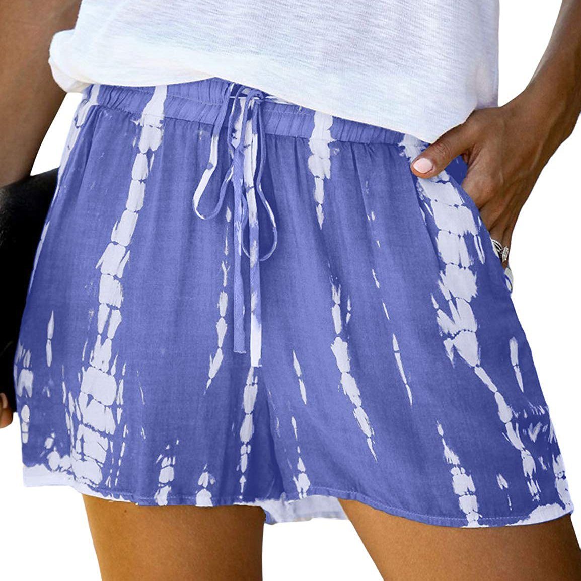 Doublju Women's Elastic Waist Comfy Casual Shorts with Pockets