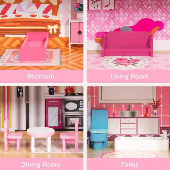 Dreamy Wooden Dollhouse Toys & Games - DailySale