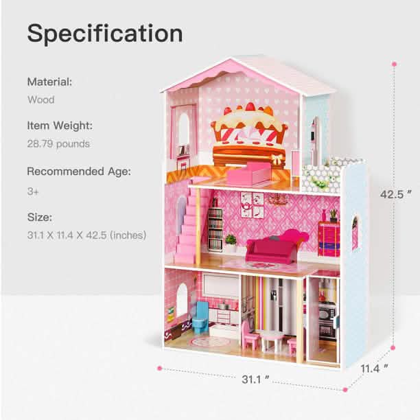 Dreamy Wooden Dollhouse Toys & Games - DailySale