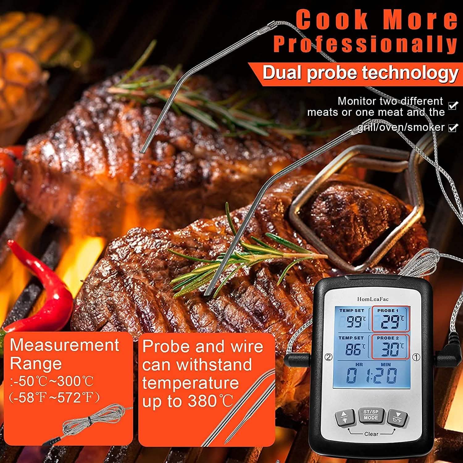 Dual Probe Digital Instant Read Food Thermometer Kitchen Tools & Gadgets - DailySale