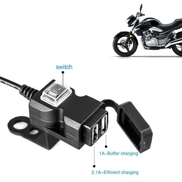 Dual USB Port 9-24V Waterproof Motorbike Motorcycle Handlebar Charger Adapter Automotive - DailySale