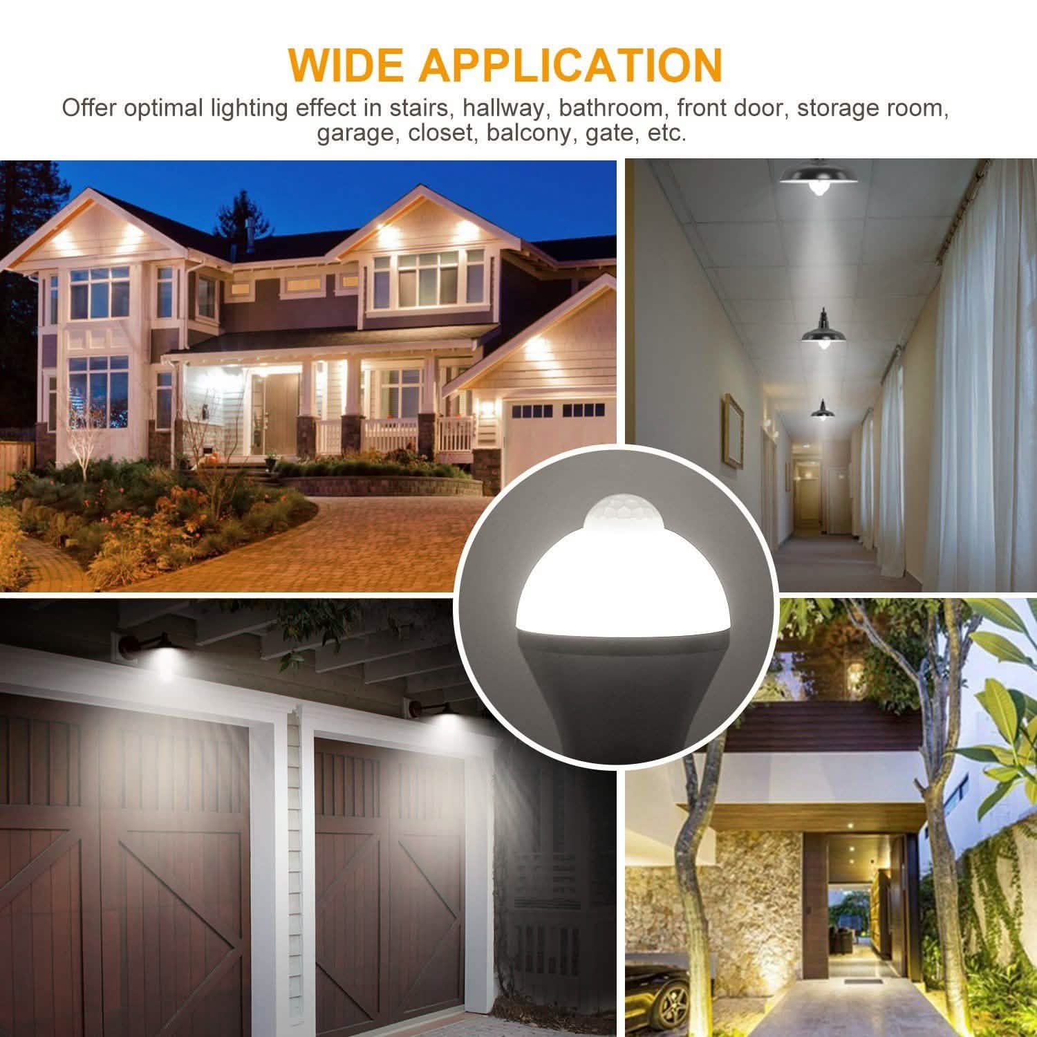 E27 Motion Sensor Light Bulb 1000LM 6500K Dust to Dawn Automatic Outdoor Lighting - DailySale