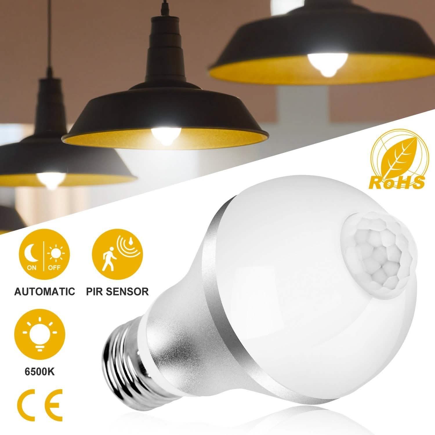 E27 Motion Sensor Light Bulb 1000LM 6500K Dust to Dawn Automatic Outdoor Lighting - DailySale