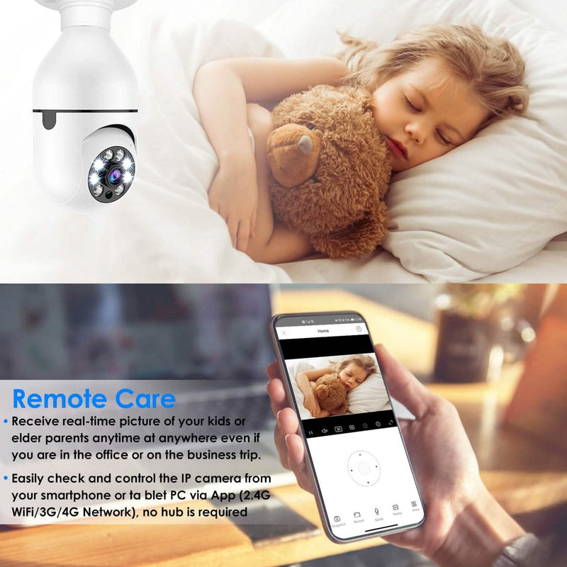 E27 WiFi Bulb Camera 1080P FHD WiFi IP Pan Tilt Security Surveillance Camera Smart Home & Security - DailySale