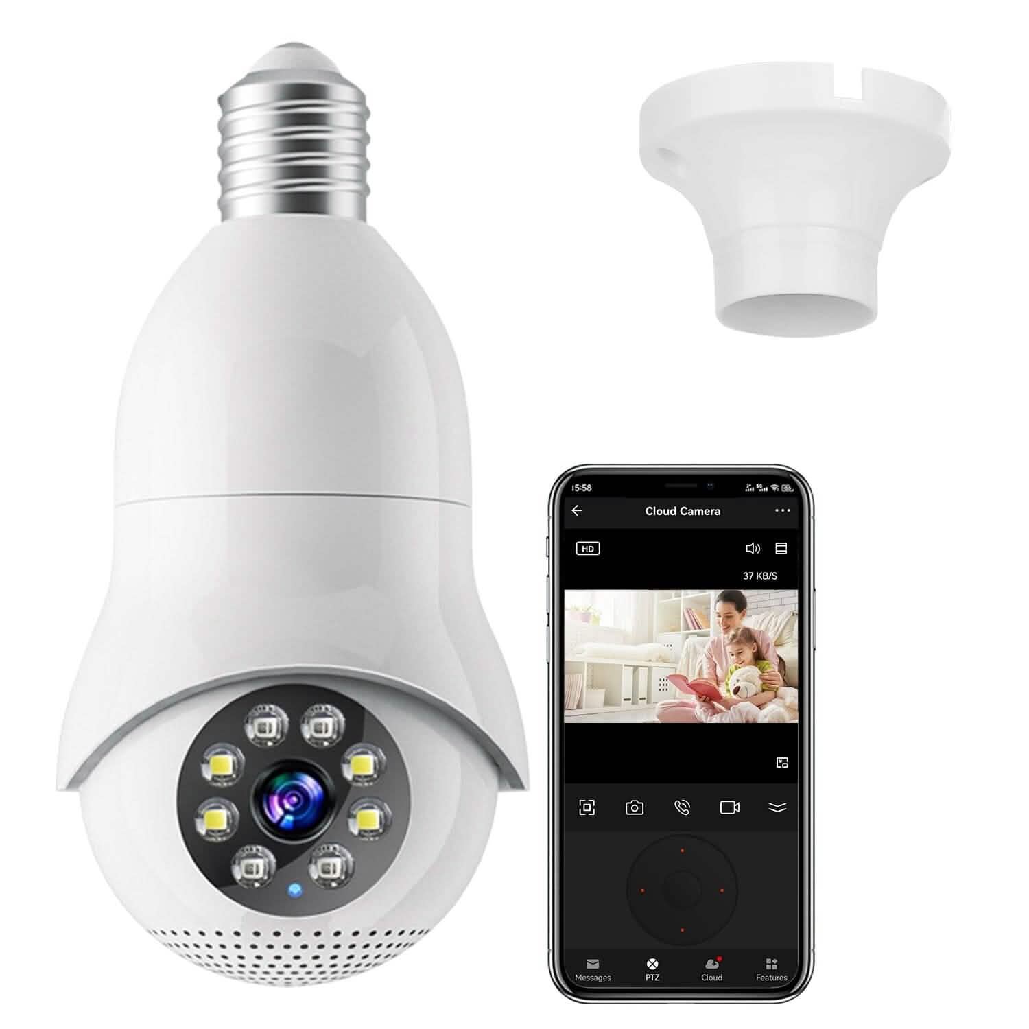 E27 WiFi Bulb Camera 1080P FHD WiFi IP Pan Tilt Security Surveillance Camera Smart Home & Security - DailySale