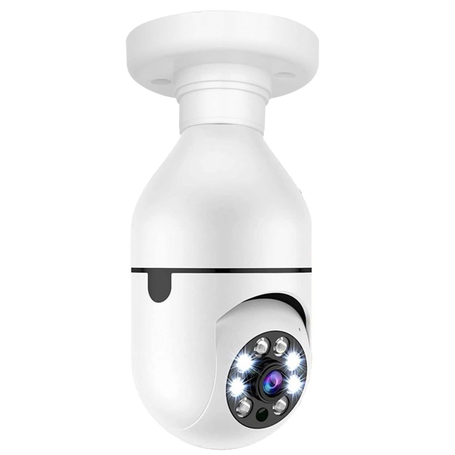 WiFi IP Pan Tilt Security Surveillance Camera shown next to ceiling socket