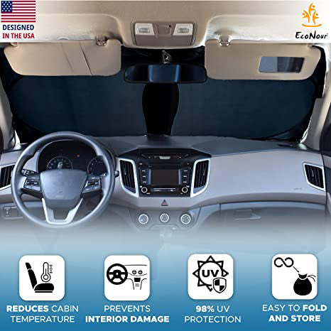 EcoNour Car Windshield Sun Shade with Storage Pouch Automotive - DailySale