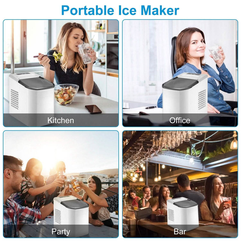 Electric Countertop Ice Make with Ice Scoop Basket Self Cleaning Kitchen Appliances - DailySale