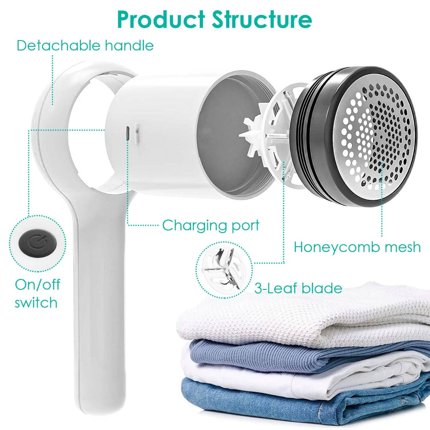 Electric Fuzz Pilling Trimmer Sweater Shaver with Detachable Handle Household Appliances - DailySale