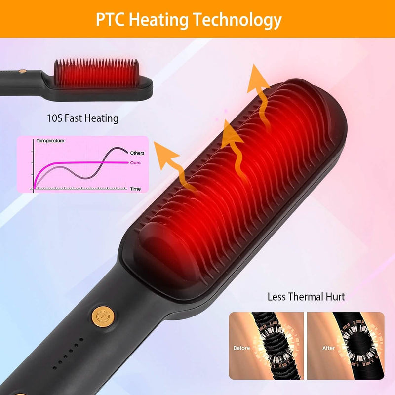 Electric Hair Straightener Brush Beauty & Personal Care - DailySale