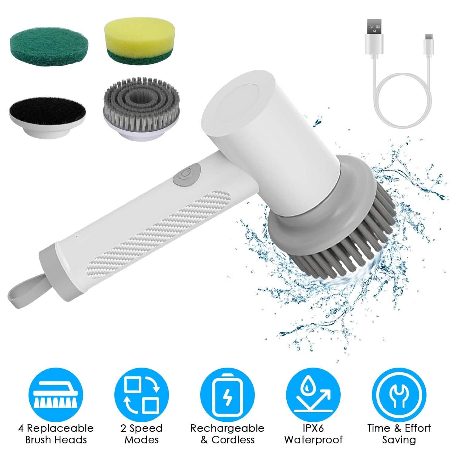 Electric Handheld Spin Scrubber Cordless Cleaning Brush with 2 Rotating Speeds Home Improvement - DailySale