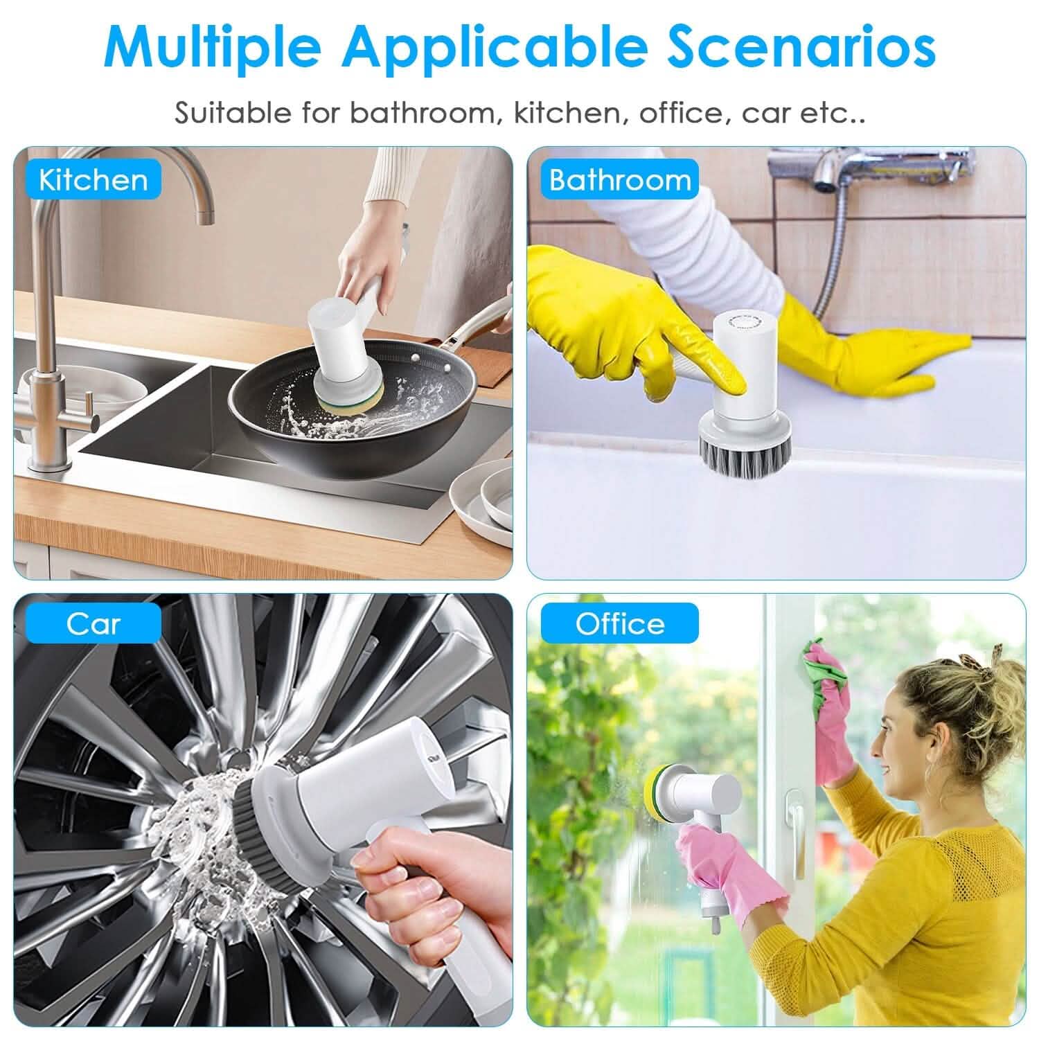 Electric Handheld Spin Scrubber Cordless Cleaning Brush with 2 Rotating Speeds Home Improvement - DailySale