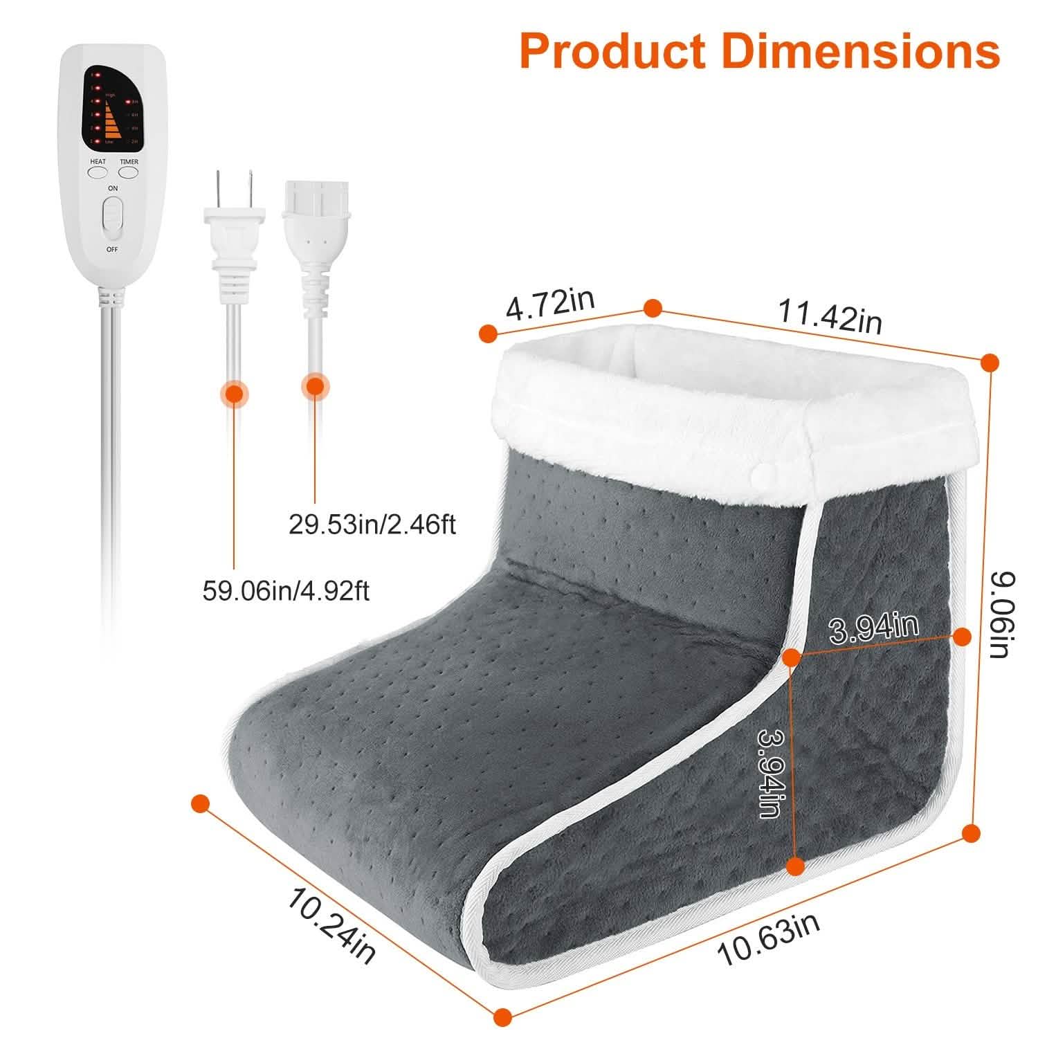 Electric Heated Foot Warmer with 6 Level Heating 4 Level Timing Wellness - DailySale