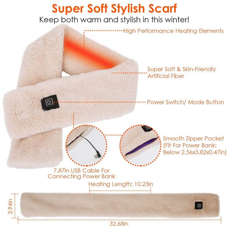 Electric Heated Scarf USB Heating Neck Shawl Soft Warm Scarves with 3 Heating Modes Women's Shoes & Accessories - DailySale