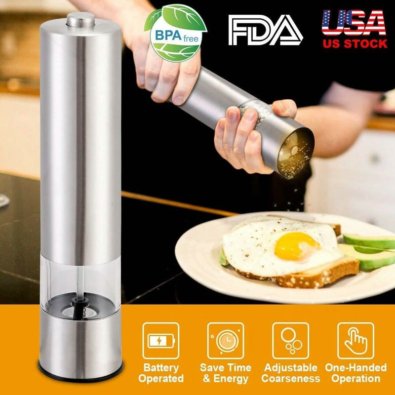 Electric Salt Pepper Grinder with Light Adjustable Coarseness Kitchen Essentials - DailySale