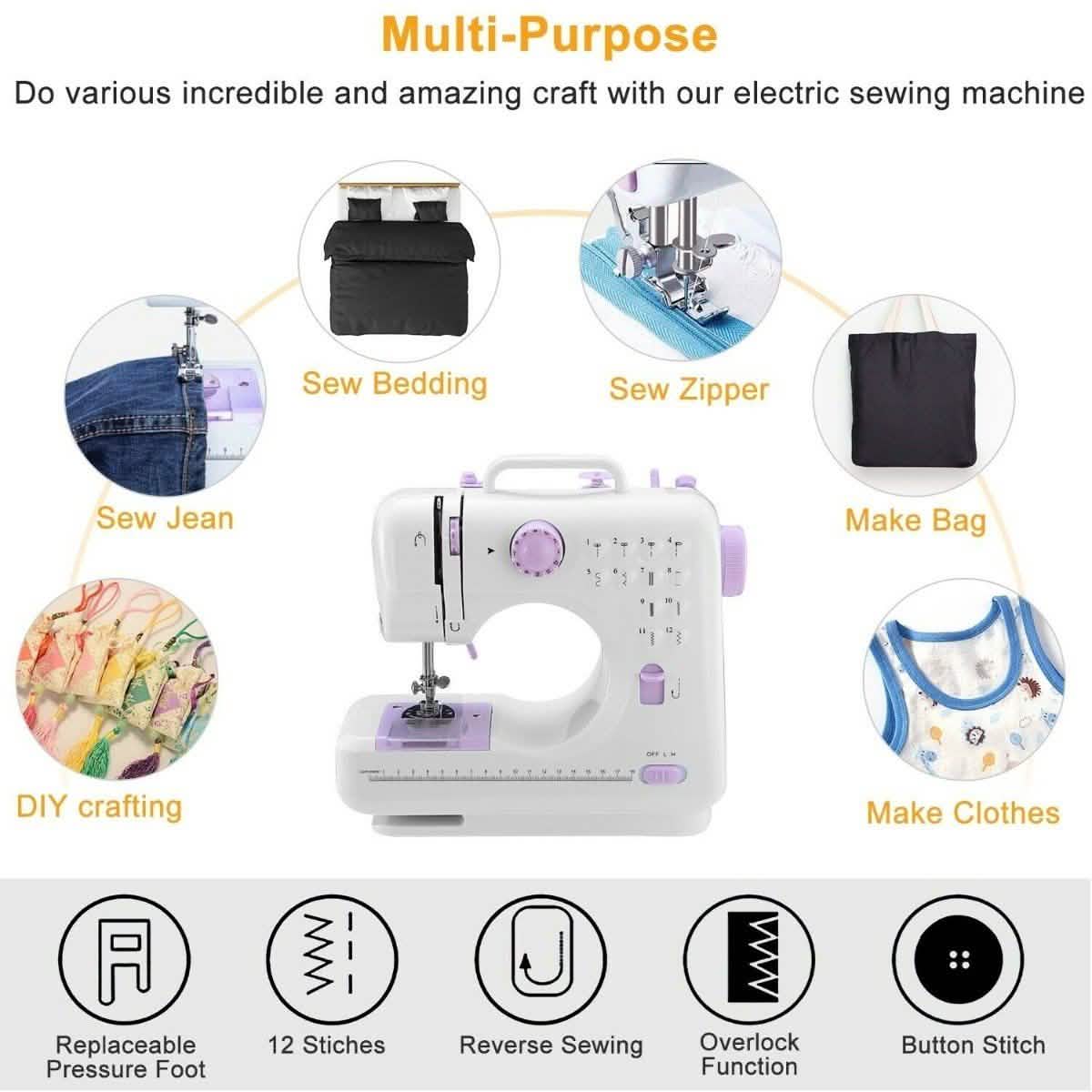 Electric Sewing Machine 12 Stitches with Foot Pedal Home Essentials - DailySale