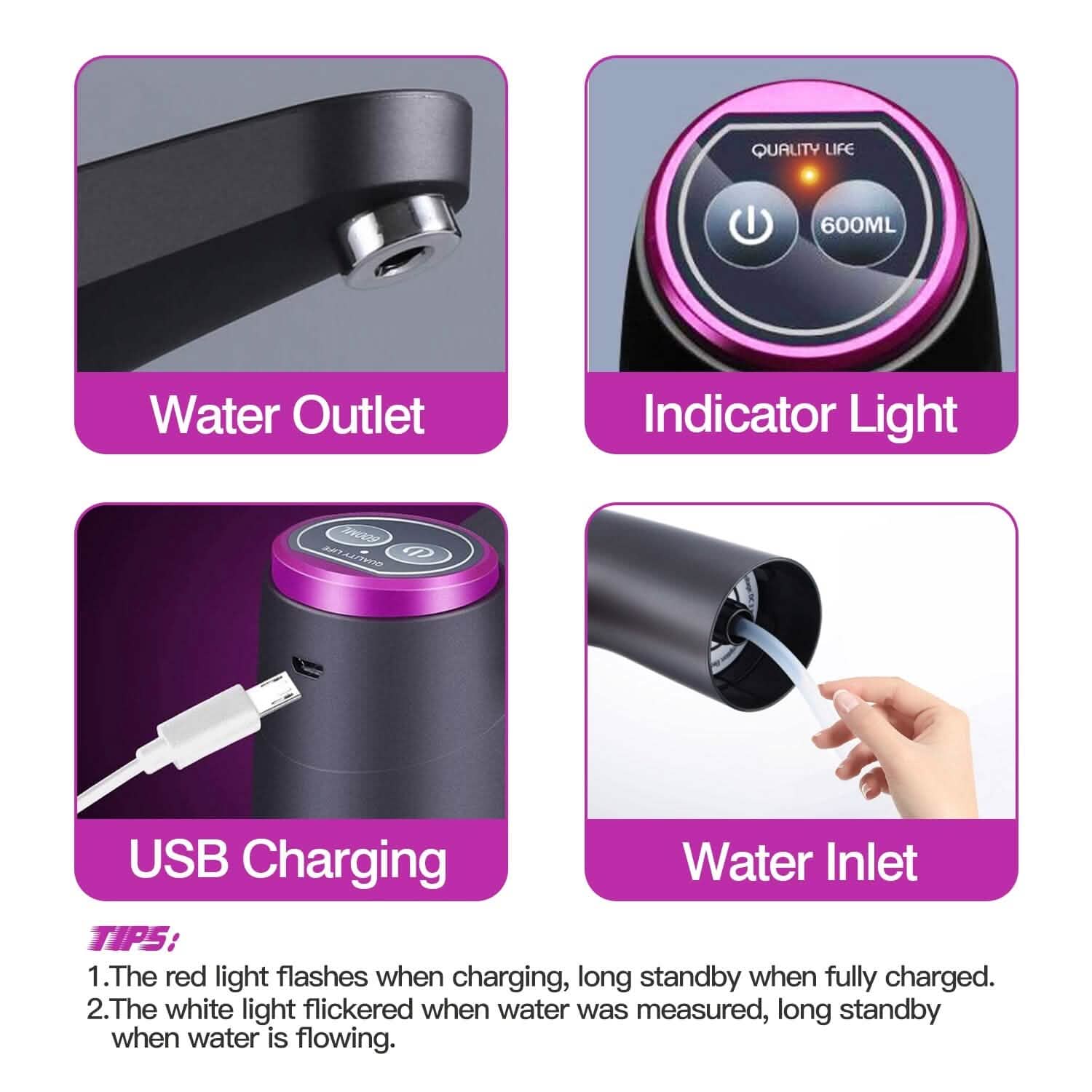 Electric Water Dispenser 40 Gallon USB Rechargeable Kitchen Tools & Gadgets - DailySale