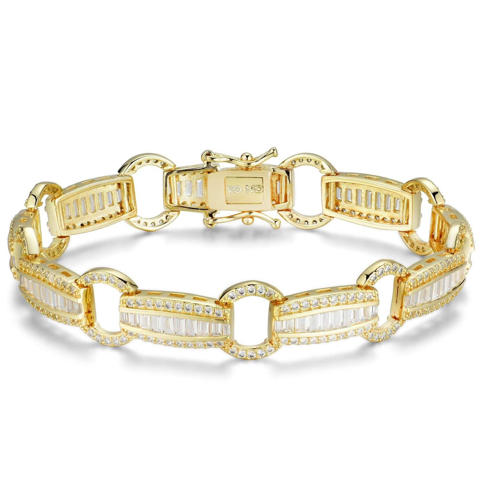 Elegant Baguette Link Crystal Tennis Bracelet Bracelets Gold - DailySale