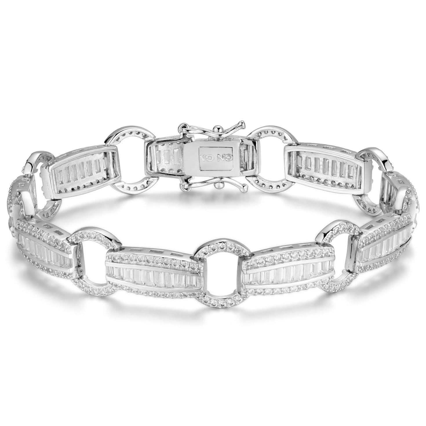 Elegant Baguette Link Crystal Tennis Bracelet Bracelets Silver - DailySale