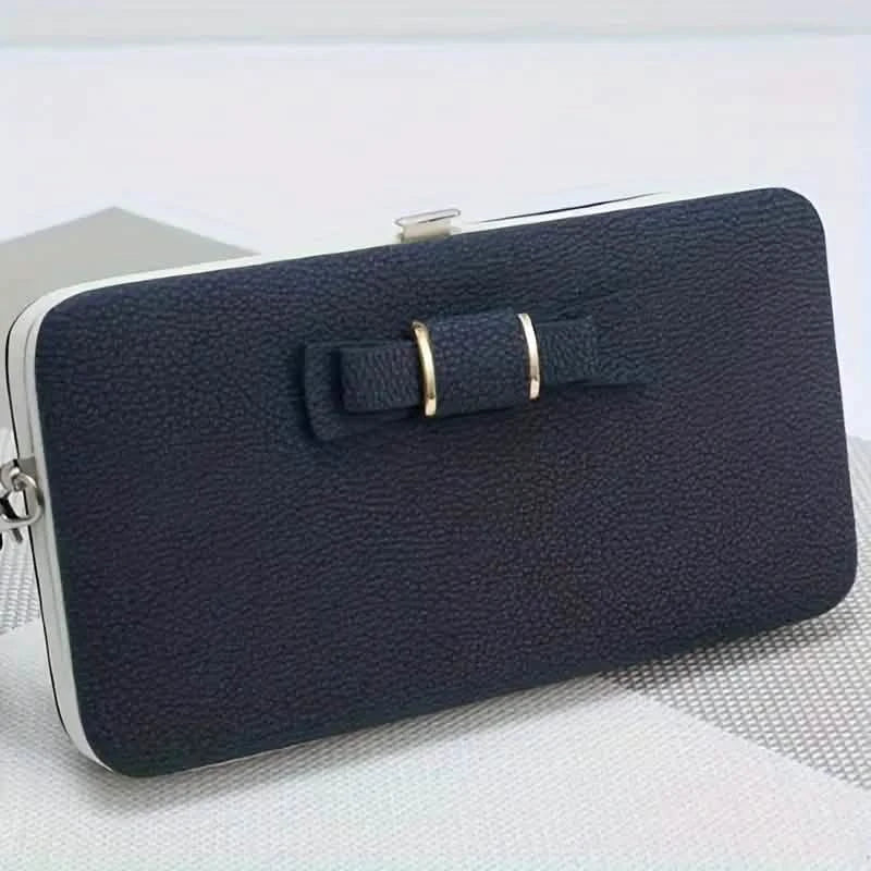 Elegant Bow Decor Phone Wallet Women's Shoes & Accessories Black - DailySale
