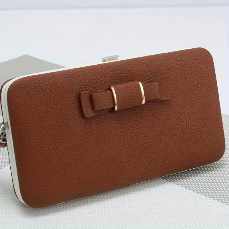 Elegant Bow Decor Phone Wallet Women's Shoes & Accessories Coffee - DailySale