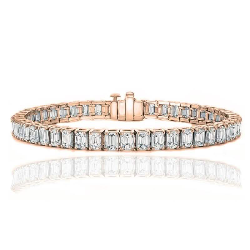 Emerald Cut Tennis Bracelet Made with Swarovski Elements Jewelry Rose Gold - DailySale