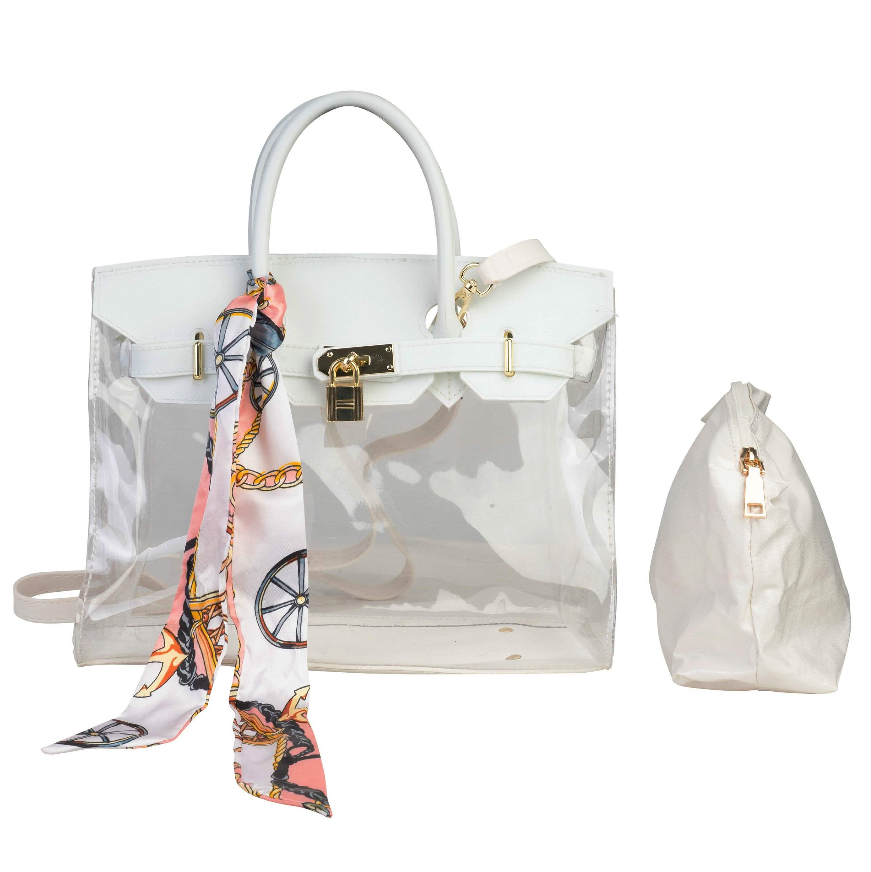 Emma Fashion Tote with Scarf Bags & Travel White - DailySale