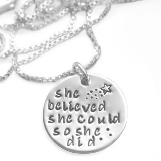 Engraved "She Believed She Could So She Did" Inspirational Pendant Jewelry - DailySale
