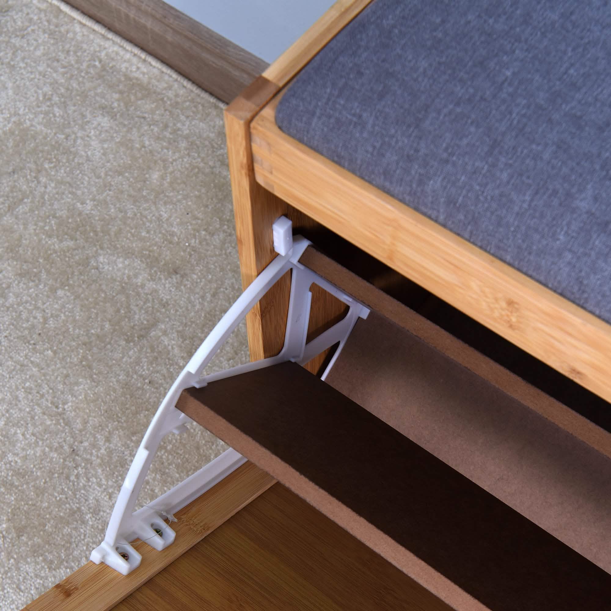 Entryway Bamboo Bench Living Room Storage Shoe Rack with Foldable Shelf Furniture & Decor - DailySale