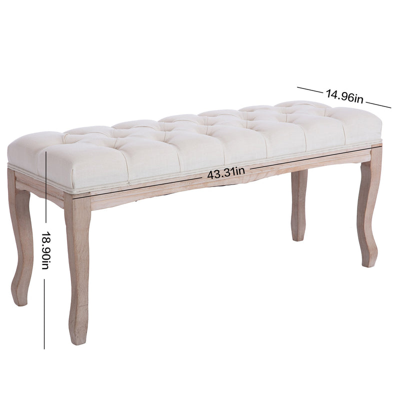 Entryway Wooden Bench, Upholstered Fabric Footstool Furniture & Decor - DailySale