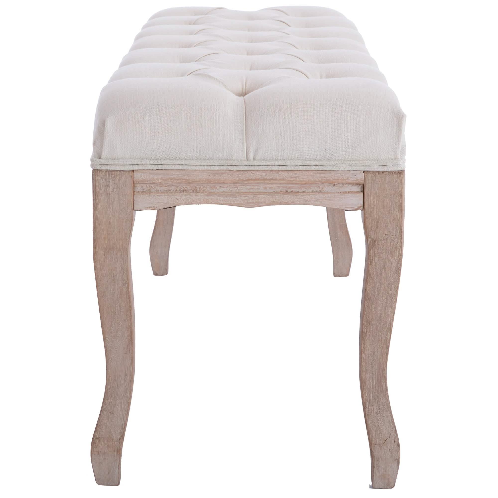 Entryway Wooden Bench, Upholstered Fabric Footstool Furniture & Decor - DailySale