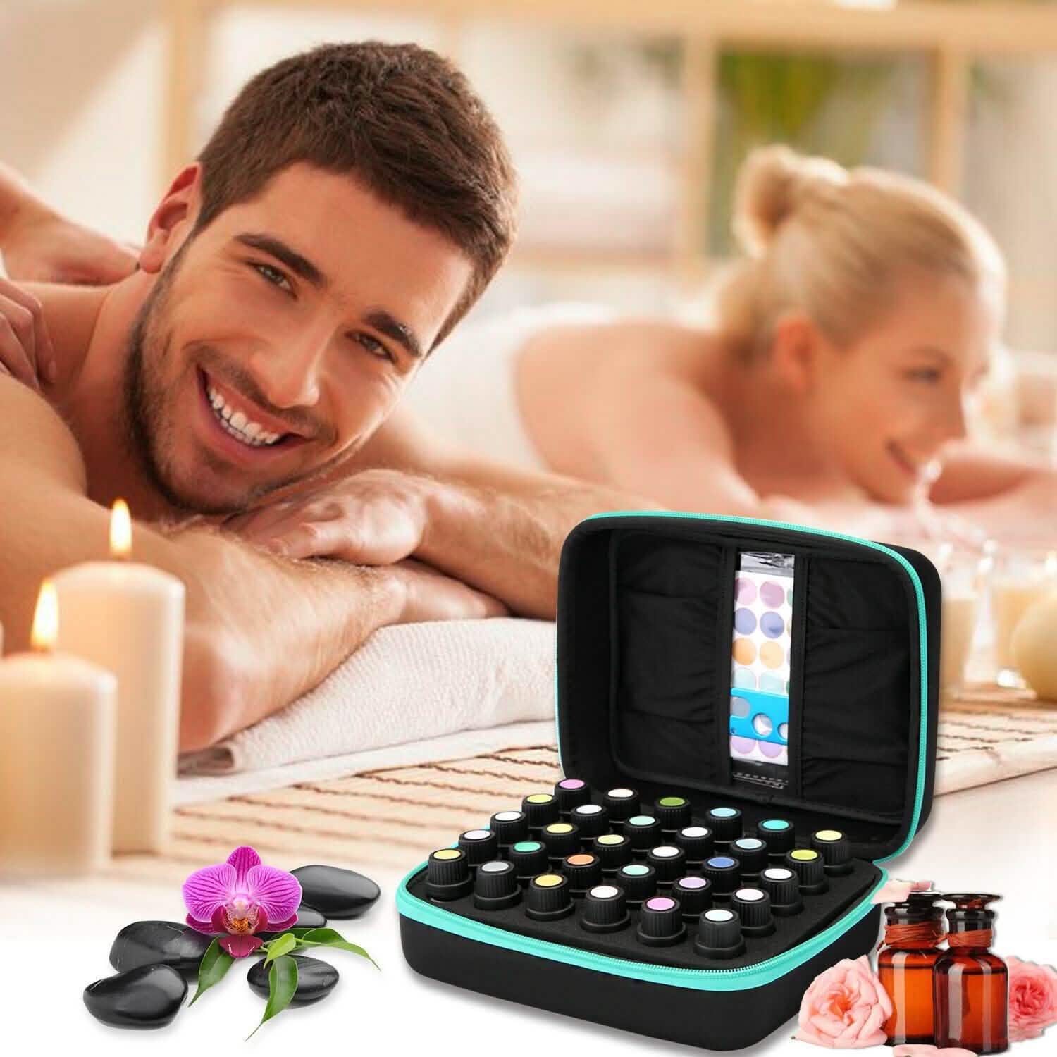 Essential Oils Storage for 30 Bottles Carrying Case+Oil Bottle Opener Cap Labels Everything Else - DailySale