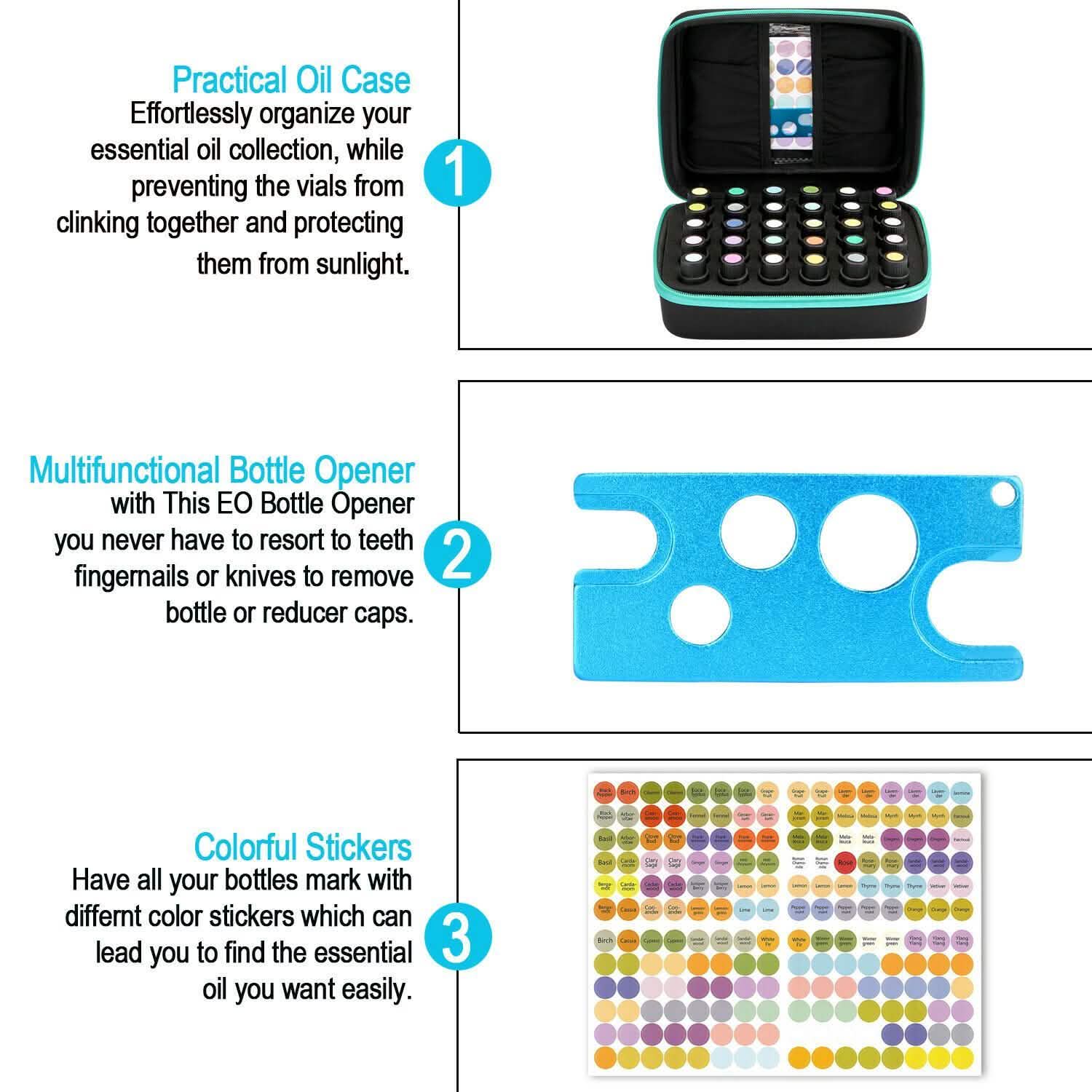 Essential Oils Storage for 30 Bottles Carrying Case+Oil Bottle Opener Cap Labels Everything Else - DailySale