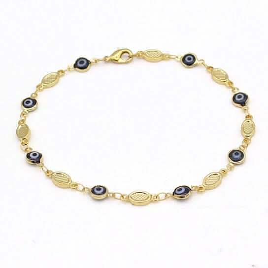 Evil Eye Anklet 10'' Blue High Polish Bracelets - DailySale