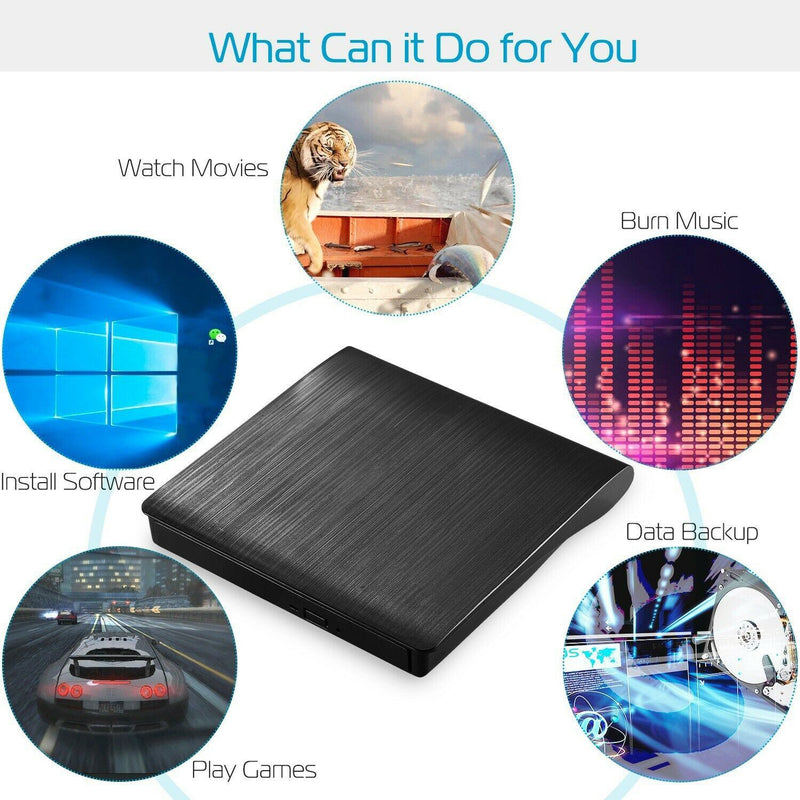 External CD DVD Drive USB 3.0 Slim Computer Accessories - DailySale