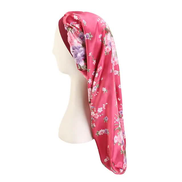 Extra Long Satin Bonnet Sleep Cap Long Bonnet for Braids Hair Loose Cap Women's Shoes & Accessories Burgundy - DailySale