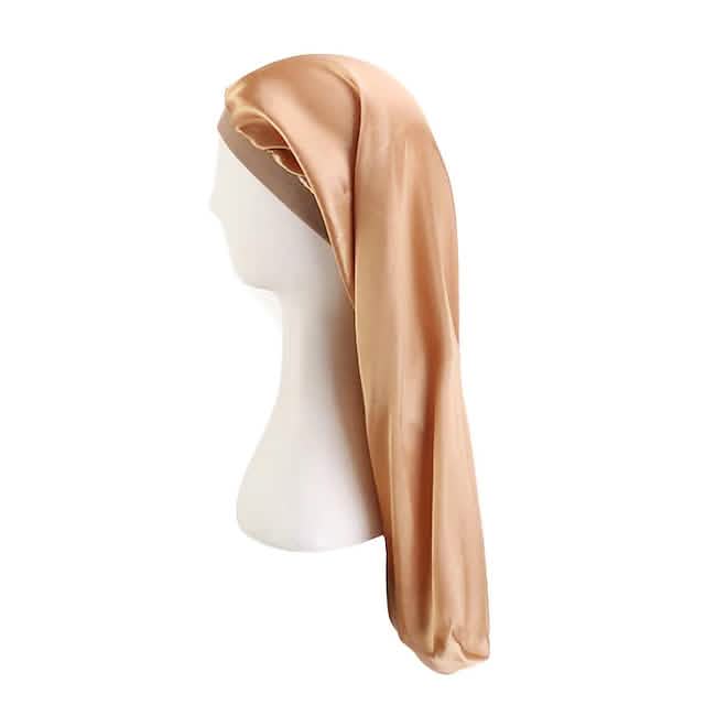 Extra Long Satin Bonnet Sleep Cap Long Bonnet for Braids Hair Loose Cap Women's Shoes & Accessories Golden - DailySale