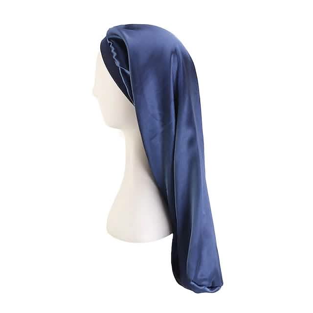 Extra Long Satin Bonnet Sleep Cap Long Bonnet for Braids Hair Loose Cap Women's Shoes & Accessories Navy - DailySale