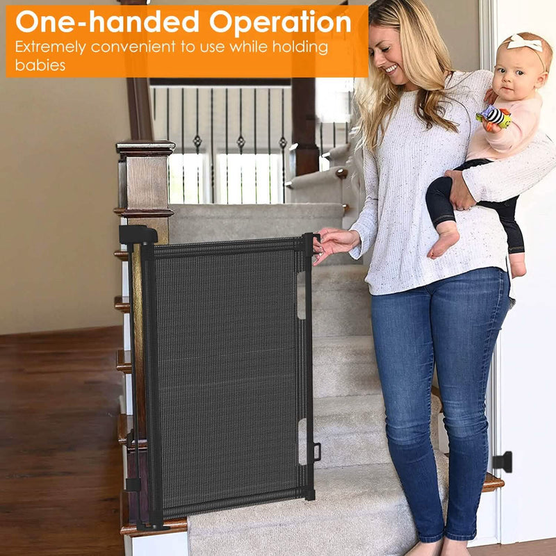 Extra Wide Child Safety Gate Retractable Door Baby - DailySale