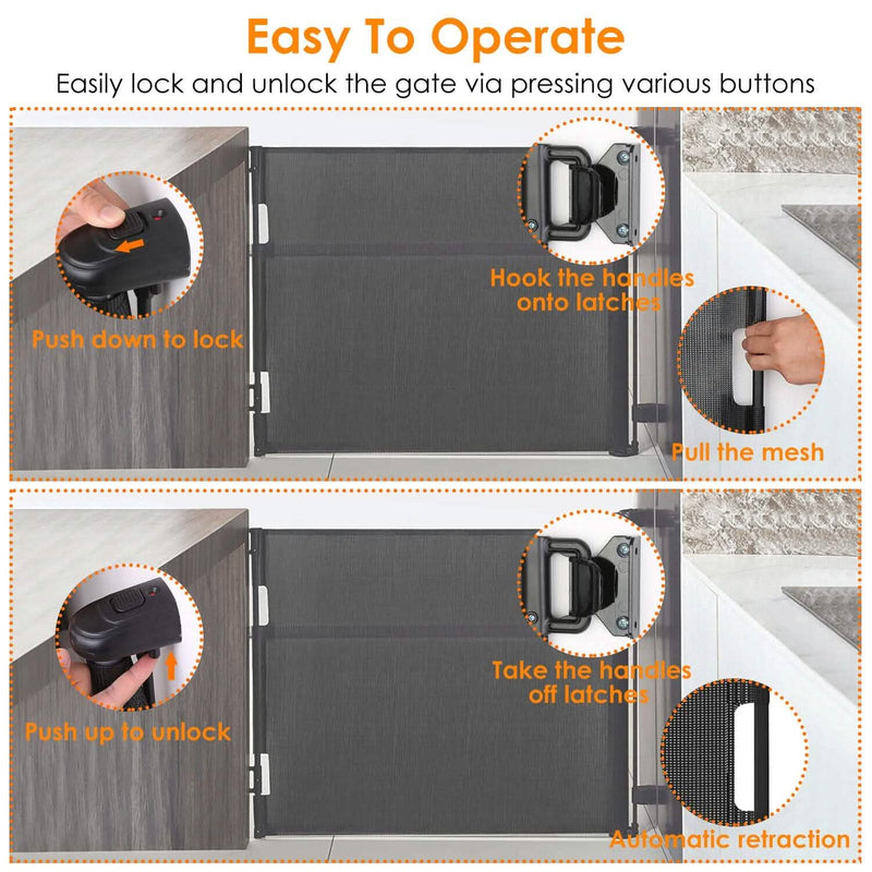 Extra Wide Child Safety Gate Retractable Door Baby - DailySale
