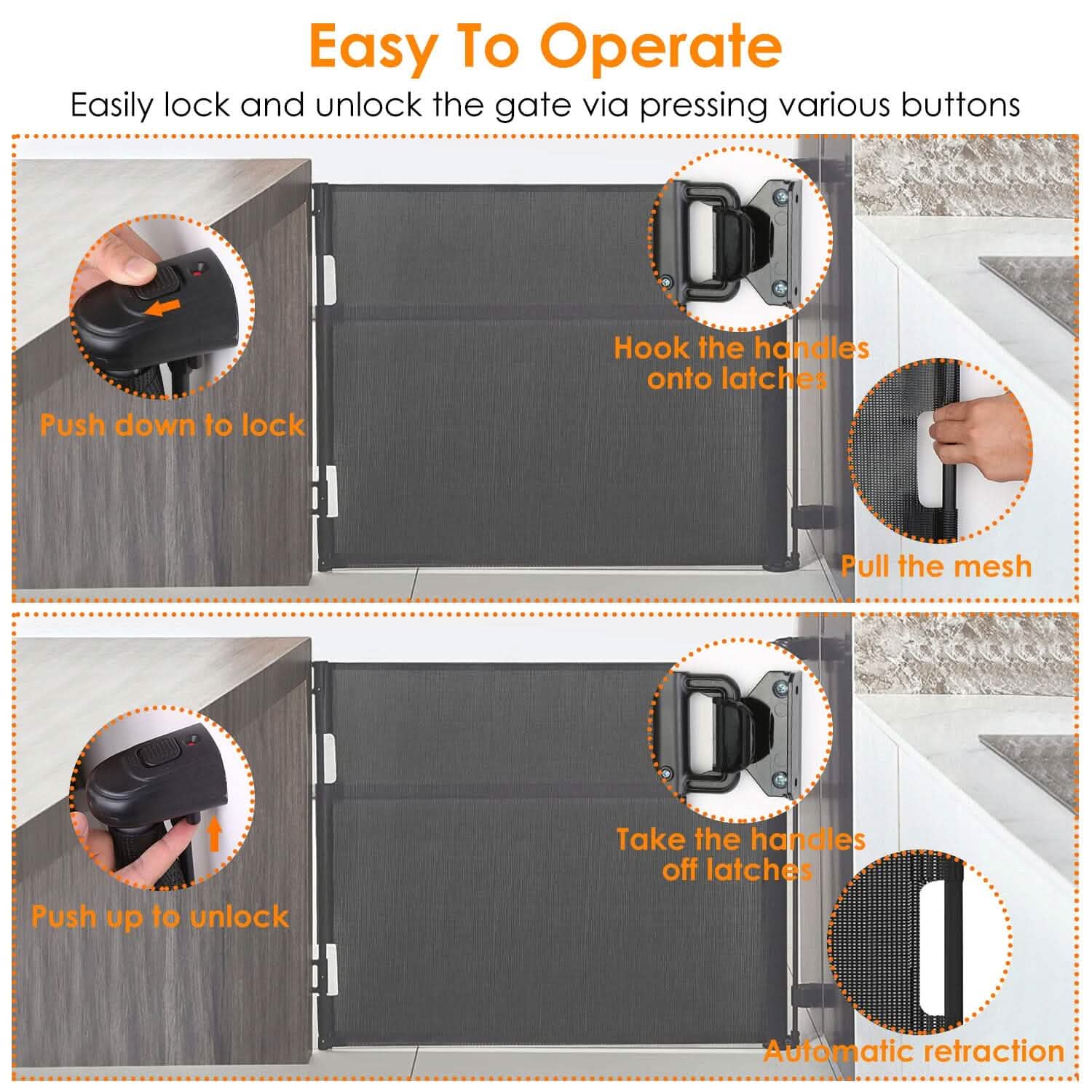 Extra Wide Child Safety Gate Retractable Door Baby - DailySale