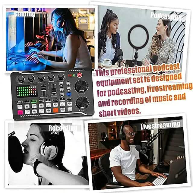 F998 Live Sound Card Audio Mixer Podcast Audio Interface with DJ Mixer Effects Audio Accessories - DailySale