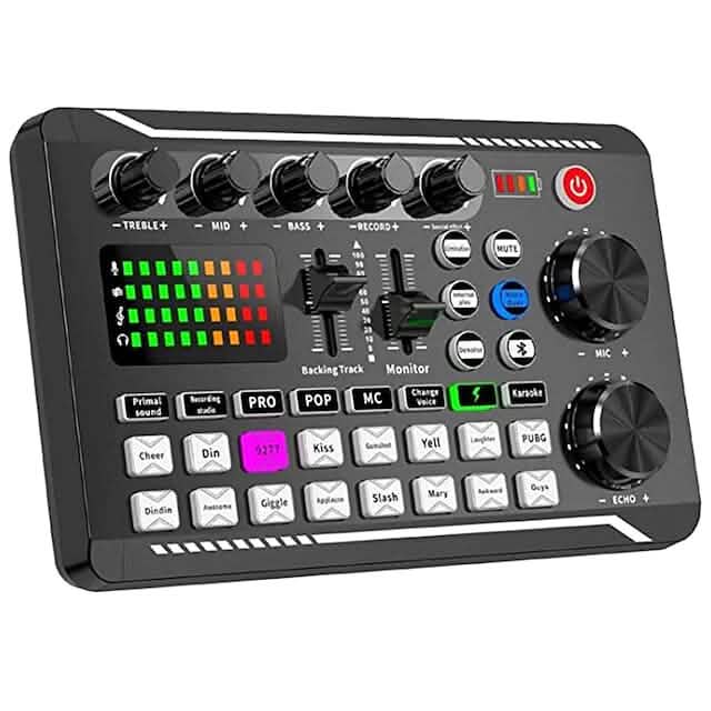 F998 Live Sound Card Audio Mixer Podcast Audio Interface with DJ Mixer Effects Audio Accessories - DailySale