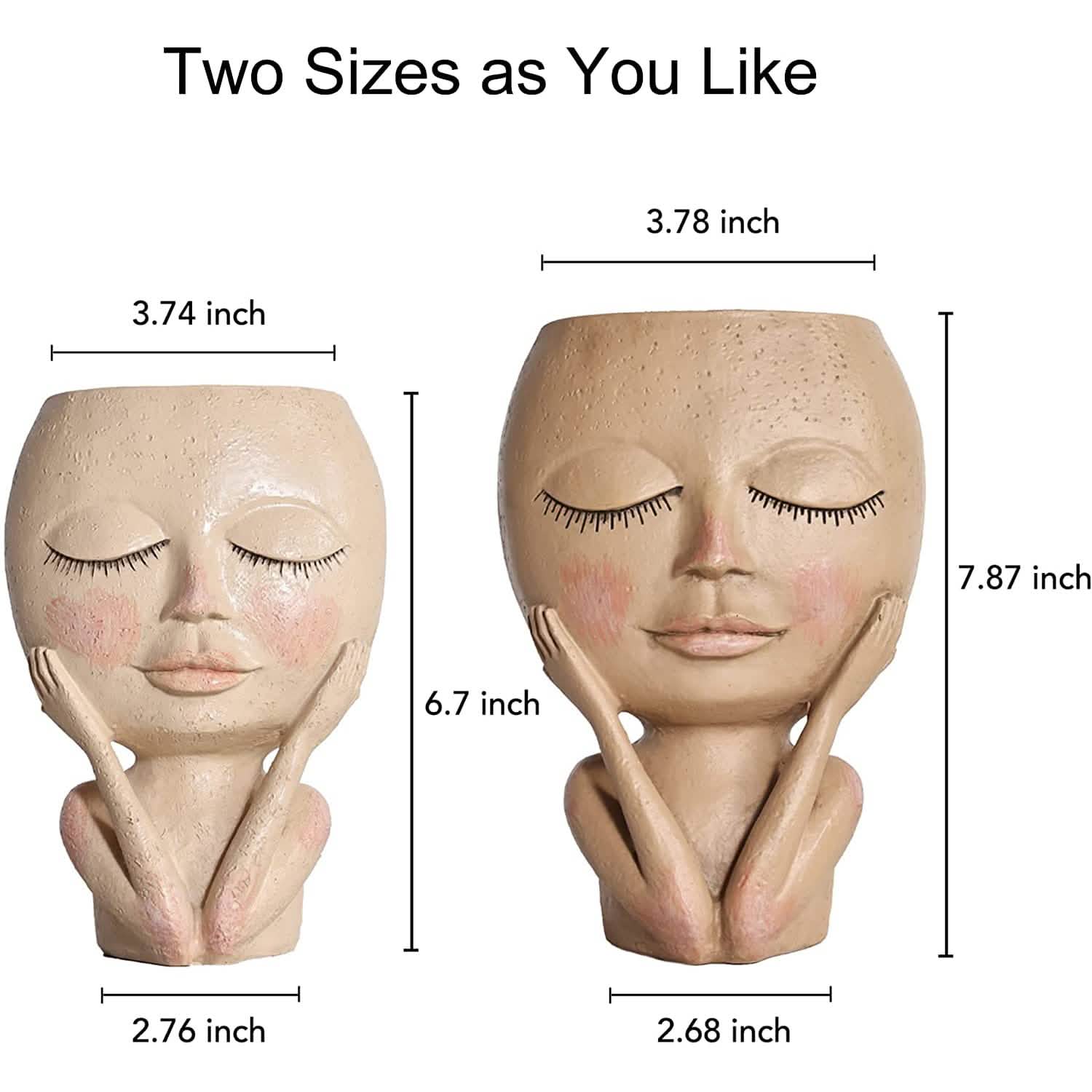 Face Flower Pot Head Planter Pot Succulent Planter Cute Closed Eyes Garden & Patio - DailySale