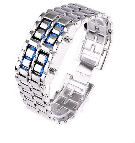 Faceless Unisex Stainless Steel Titanium Waterproof LED Watch Men's Apparel Silver Blue LED - DailySale