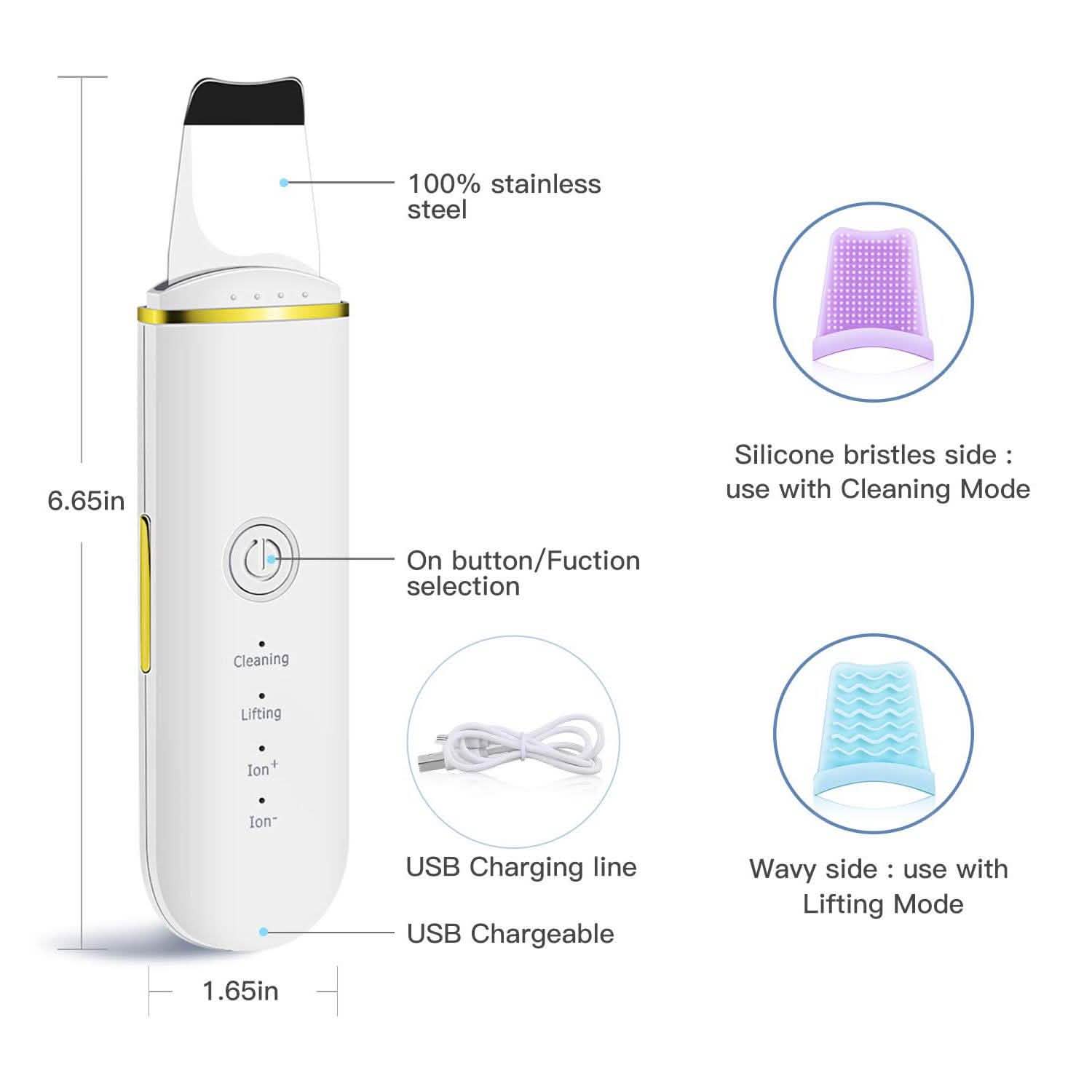 Facial Scrubber Spatula with 4 Modes Beauty & Personal Care - DailySale